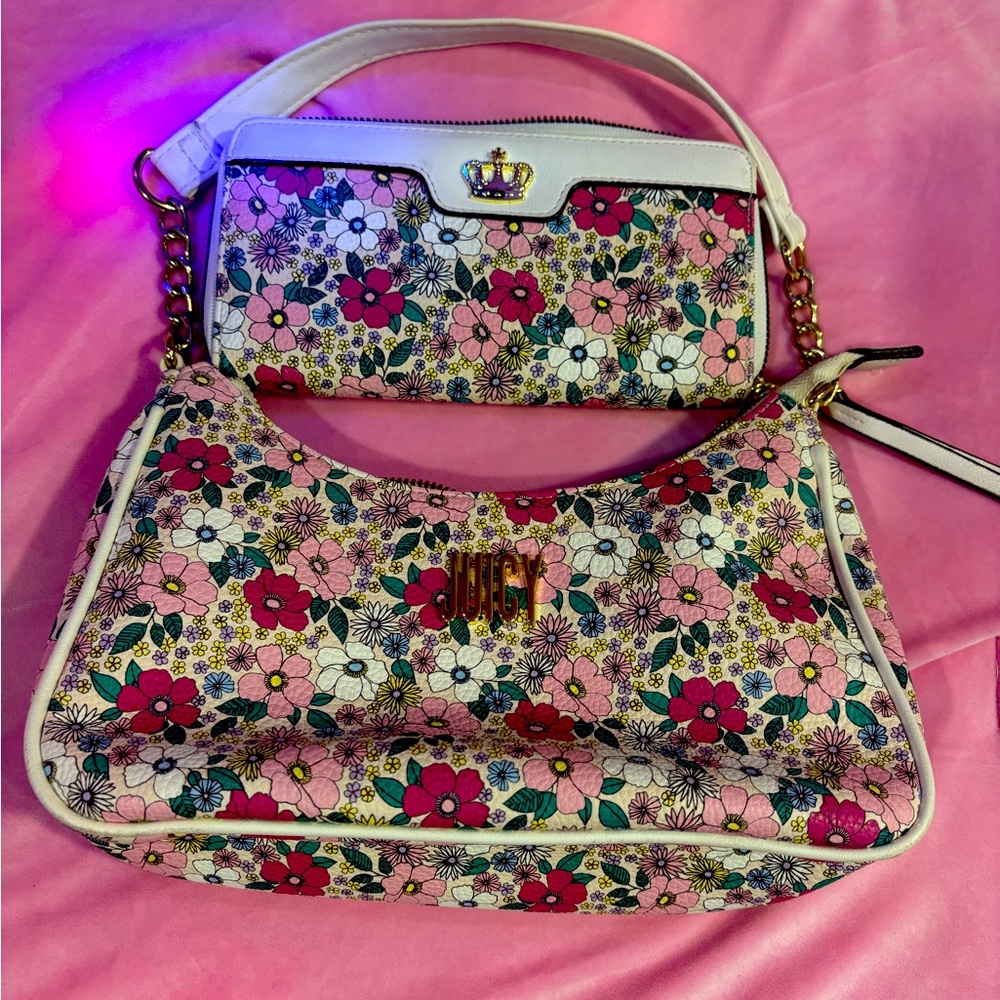 Floral Juicy couture shoulder bag wallet included